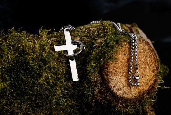 Donley Kruis Ketting Padre Nuestro - Zilverkleurig/Zwart - 60 cm