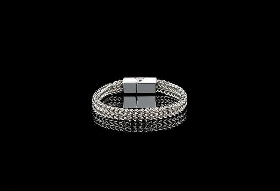 Donley Geweven Schakelarmband Heren 20 cm - Zilver - Cubaans