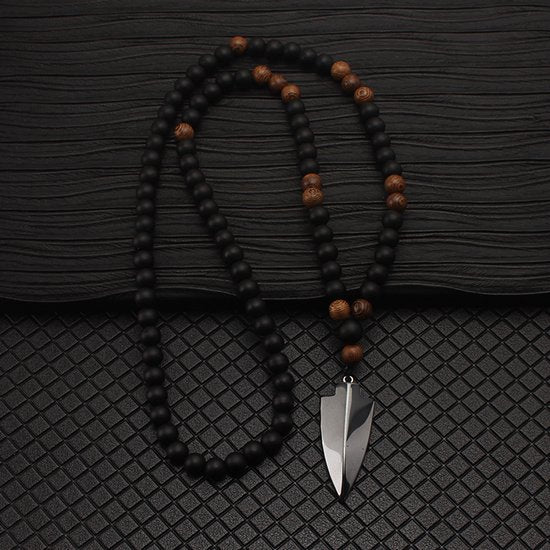 Donley Phurba Houten Kralen Ketting - Haaientand - 68 cm