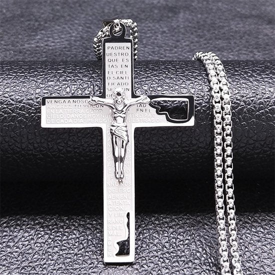 Donley Cubaans Kruis Ketting Heren - Heilige Tekst - 45 cm