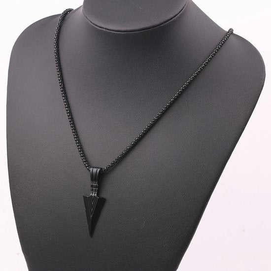 Donley - Arrow - Punk ketting - Rock ketting- Speerpunt ketting - Gothic - non binair - vintage triangle - hiphop - punk - Punk Arrow Pendant Necklaces - Black Arrow