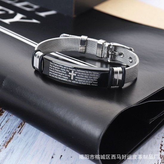 Donley - Bijbel armband - holy armband - heilige tekst armband - our father - padre nuestro que es tas - cubaans - don - Black - zwart - thy kingdom come - ES