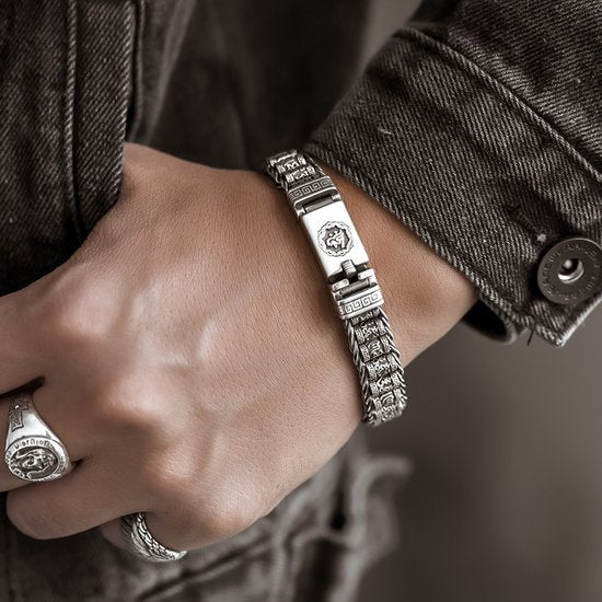 Donley Buddha Armband Heren 20 cm - Mantra Armband - Boeddhistische Sieraden - 925 Zilver