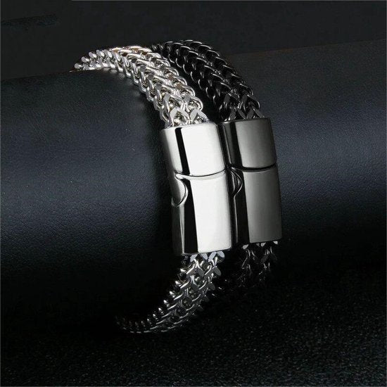 Donley Woven Schakelarmband Heren - Zwart - 19-23 cm