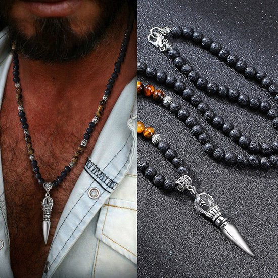 Donley Phurba Lava Ketting - Tiger Eye - 65 cm