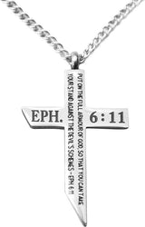 Donley - Ketting - cross- kruis - jesus - cubaans - don - zilver - silver - jesus kruis - Bijbeltekst EPH 6.11 -