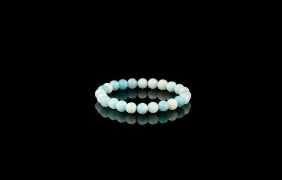 Donley Reiki Blue White Natuursteen Armband - Spirituele Heling - 17 cm