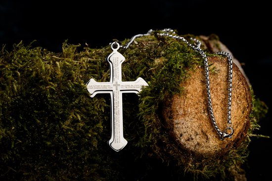 Donley Cubaanse Kruis Ketting Heren Dik - Zilveren Jezus Ketting Rozenkrans - 60 cm