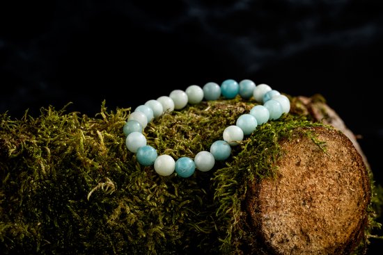 Donley Reiki Blue White Stone Natuursteen Armband - 21 cm
