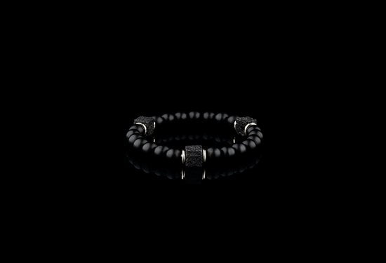 Donley Lava Stone Natuursteen Hout Armband - 17 cm