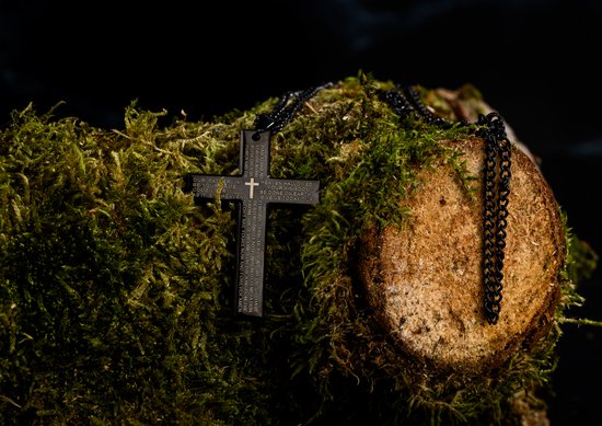 Donley Cubaanse Kruis Ketting Heren Zwart - Holy Cross - 55 cm