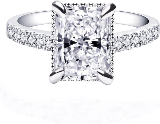 Donley - Trouwring - damesring - verlovingsring - diamanten ring - Emerald-cut - ring met diamant - labgrade diamant - diamanten trouwring - VVS diamant - 3ct - radiant cut