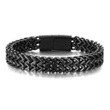 Donley - Armband voor mannen - Woven bracelet - Braided bracelet - cubaanse armband - heren sierraad - schakelarmband - schakelarmband heren - 21 cm - zilveren armband - ketting armband - chain - zwarte armband - armband zwart - black wristband