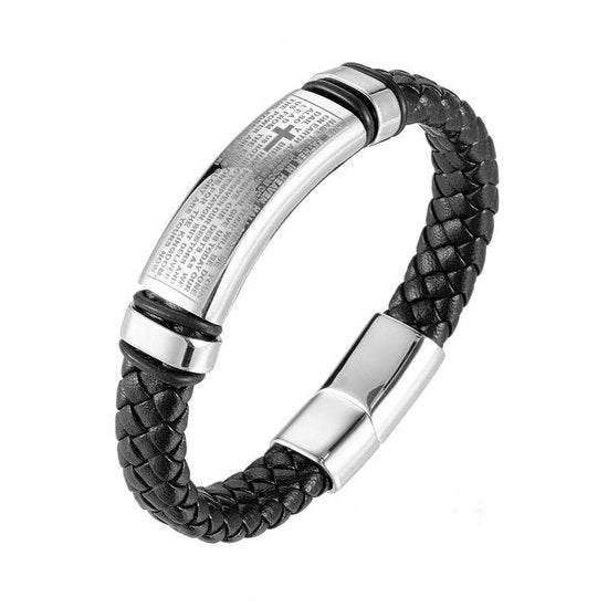 Donley - Bijbel armband - holy armband - heilige tekst armband - our father - padre nuesto - cubaans - don - Black - zwart - thy kingdom come - EN - cubaanse armband voor mannen - 19cm