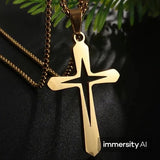 Donley Cubaans Kruis Ketting Goud/Zwart - detail