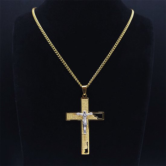 Donley - Ketting - cross- kruis - jesus - cubaans - don - zilver - silver - jesus kruis - Goud - Cubaanse ketting jesus - heilige ketting - geloof ketting - christelijke ketting - Jesus Christus