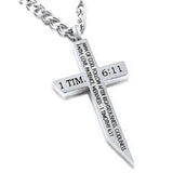 Donley Kruis Ketting Bijbeltekst 1 Tim 6:11 - 60 cm