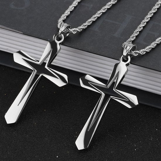 Donley Cubaans Kruis Ketting Zilver Open - Holy Cross - Heren