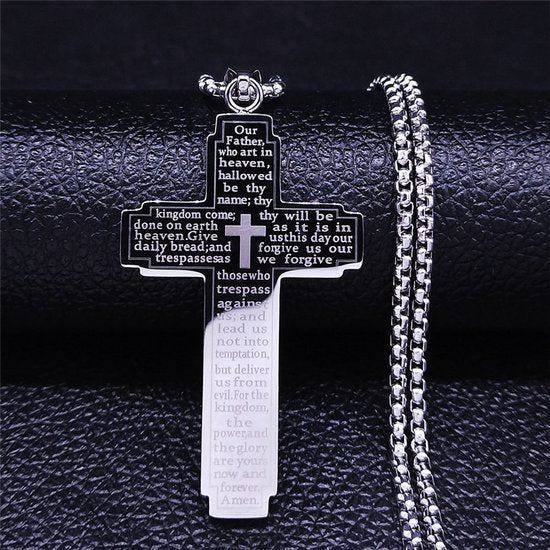 Donley Cubaanse Kruis Ketting Zilver Breed - Holy Cross - 60 cm