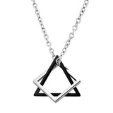 Donley - Interlocking Triangle/square - Punk ketting - Rock ketting- interlocking ketting - Gothic - non binair - vintage triangle.square - hiphop - punk - Punk interlocking Pendant Necklaces - Silver/Black