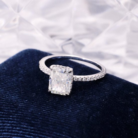 Donley - Trouwring - damesring - verlovingsring - diamanten ring - Emerald-cut - ring met diamant - labgrade diamant - diamanten trouwring - VVS diamant - 3ct - radiant cut - OP MAAT GEMAAKT!