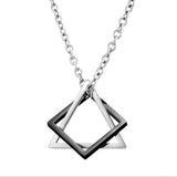 Donley - Interlocking Triangle/square - Punk ketting - Rock ketting- interlocking ketting - Gothic - non binair - vintage triangle.square - hiphop - punk - Punk interlocking Pendant Necklaces - Black/silver