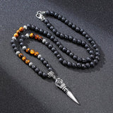 Donley Tibetaanse Phurba Kilaya Lava Stone Ketting - Tiger Eye - 65 cm