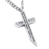 Donley - Zwarte Versie - Ketting - cross- kruis - jesus - cubaans - don - zilver - silver - jesus kruis - Bijbeltekst 1 TIM 6.11 - Zwart
