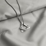 Donley - Interlocking Triangle/square - Punk ketting - Rock ketting- interlocking ketting - Gothic - non binair - vintage triangle.square - hiphop - punk - Punk interlocking Pendant Necklaces - Silver/Silver