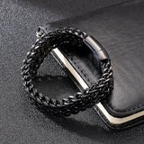 Donley - Armband voor mannen - Woven bracelet - Braided bracelet - cubaanse armband - heren sierraad - schakelarmband - schakelarmband heren - 21 cm - zilveren armband - ketting armband - chain - zwarte armband - armband zwart - black wristband