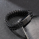 Donley - Armband voor mannen - Woven bracelet - Braided bracelet - cubaanse armband - heren sierraad - schakelarmband - schakelarmband heren - 21 cm - zilveren armband - ketting armband - chain - zwarte armband - armband zwart - black wristband