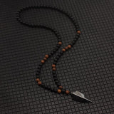 Donley Tibetaanse Phurba Kilaya Houten Kralen Ketting - Haaientand - 68 cm