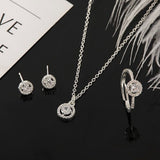 Donley - Diamanten sieraden set - Ring zirkoon - oorbellen zirkoon - ketting zirkoon - ring en oorbellenset - kettting met oorbellen diamant - Zilveren Sieraden Ketting Ring Oorbellen Set