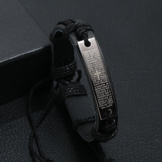 Donley Bijbel Armband Zwart - Padre Nuestro (ES) - 25 cm