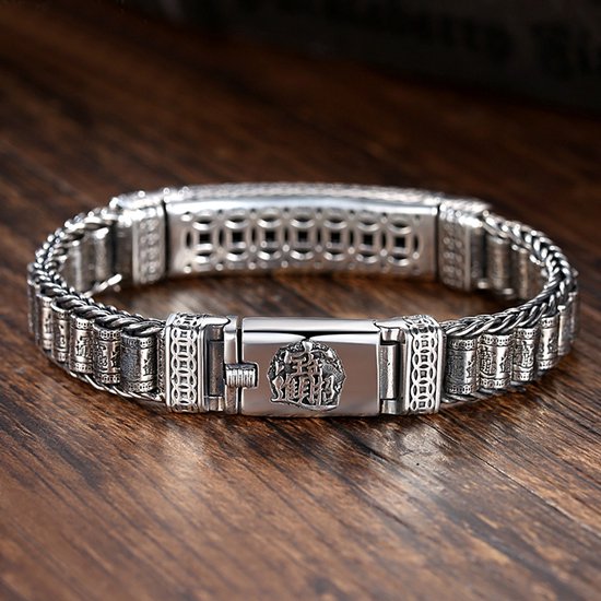 Donley Buddha Armband Heren 18 cm - Mantra Armband - 925 Zilver