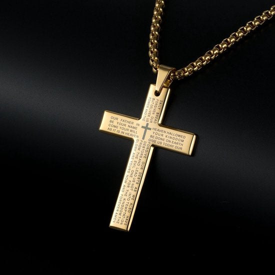 Donley Cubaans Kruis Ketting Heren - Gouden Platte Kruisketting - Holy Cross - 55 cm