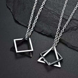 Donley - Interlocking Triangle/square - Punk ketting - Rock ketting- interlocking ketting - Gothic - non binair - vintage triangle.square - hiphop - punk - Punk interlocking Pendant Necklaces - Black/silver