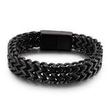 Donley - Armband voor mannen - Woven bracelet - Braided bracelet - cubaanse armband - heren sierraad - schakelarmband - schakelarmband heren - 21 cm - zilveren armband - ketting armband - chain - zwarte armband - armband zwart - black wristband