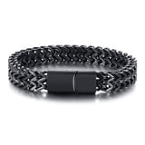 Donley - Armband voor mannen - Woven bracelet - Braided bracelet - cubaanse armband - heren sierraad - schakelarmband - schakelarmband heren - 21 cm - zilveren armband - ketting armband - chain - zwarte armband - armband zwart - black wristband