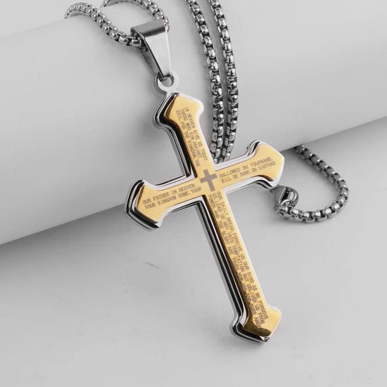 Donley Cubaans kruis voor mannen - Zilveren kruis Ketting Dik - holy cross - rozenkrans - 