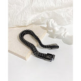 Donley - Armband voor mannen - Woven bracelet - Braided bracelet - cubaanse armband - heren sierraad - schakelarmband - schakelarmband heren - 21 cm - zilveren armband - ketting armband - chain - zwarte armband - armband zwart - black wristband