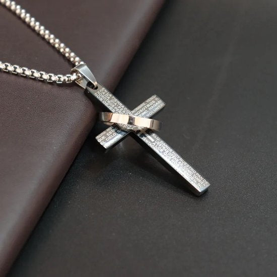 Donley Kruis Ketting Zwart - Holy Cross - Padre Nuestro - Jesus - Cubaans - 60 cm