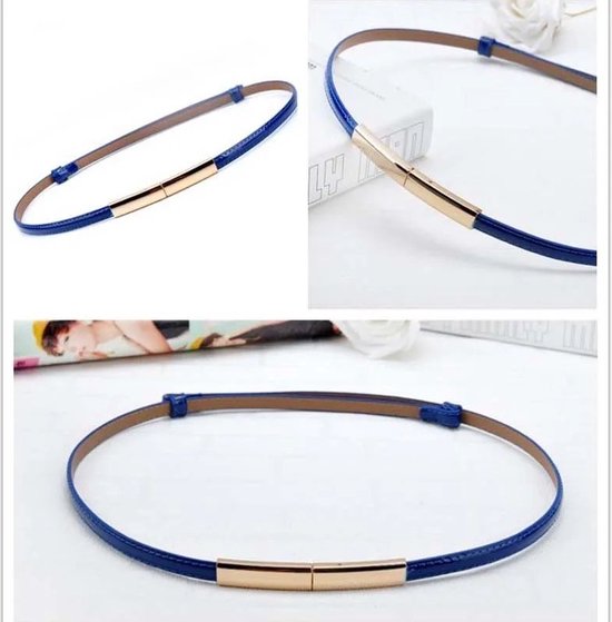 Jurkriem blauw- Riem voor jurk - Tailleriem - Luxe Tailleriem - Ceintuur - Goud Kleurig - Riem voor Om De Taille/Middel - Omslag Riem - Dames Jurk Accessoire - Damesriem - blauwe Tailleriem - Tailleriem blauw